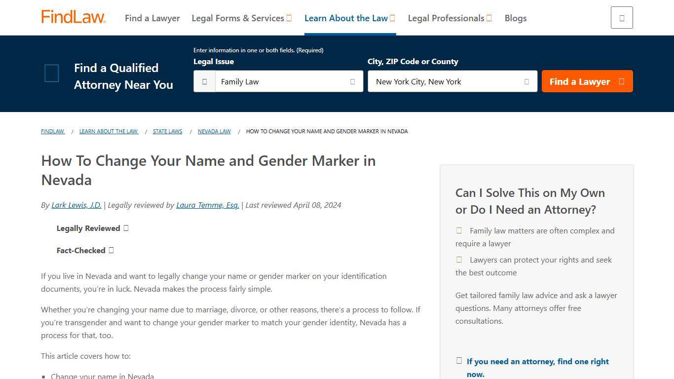 How To Change Your Name and Gender Marker in Nevada - FindLaw